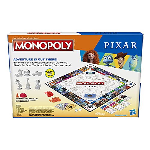 Monopoly: Pixar Edition Board Game for Kids 8 and Up, Buy Locations from Disney and Pixar's Toy Story, The Incredibles, Up, Coco, Lightyear, and More (Amazon Exclusive)