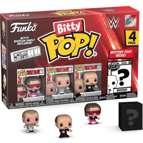 Funko Bitty POP!: WWE - Bret “Hit Man” Hart™, Bitty Pop! Shawn Michaels, Bitty Pop! “Mean” Gene Okerlund™, and a mystery Bitty Pop! figure - 0.9 Inch (2.2 Cm) Collectable - Gift Idea - Cake Topper