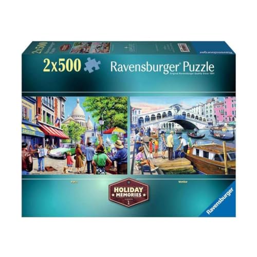 Ravensburger Holiday Memories 2x 500 Piece Jigsaw Puzzle for Adults and Kids Age 10 Years Up - Nostalgia