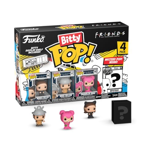 Funko Bitty Pop! Friends - Monica As Catwoman 4PK - Monica Geller, Ross Geller, Chandler Bing and A Surprise Mystery Mini Figure - Gift Idea - Cake Topper