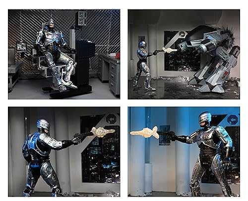 NECA 203605 ULTIMATE ROBOCOP - Battle Damaged w/Chair - Figurine articulée 20cm, Black