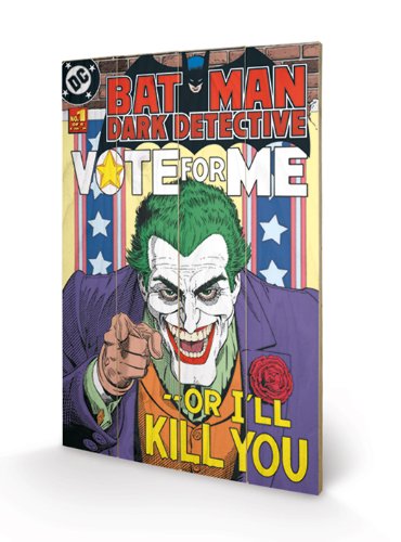 DC Comics The Joker Vote For Me Small Wooden Wall Art