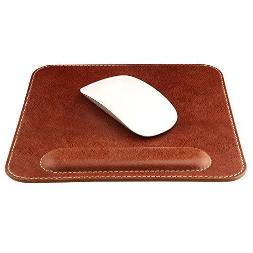 LONDO Genuine Leather Mousepad with Wrist Rest (Brown)