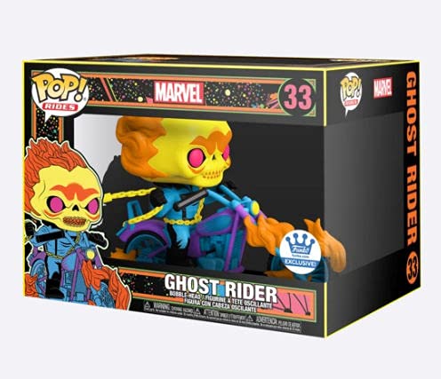 Funko POP! Marvel – Ghost Rider Deluxe Rides (Black Light) Vinyl Figure – Funko Exclusive