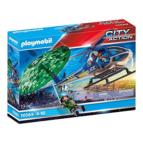 Playmobil 70569 City Action Police Parachute Pursuit Search, fun imaginative role-play, playset suitable for children ages 4+