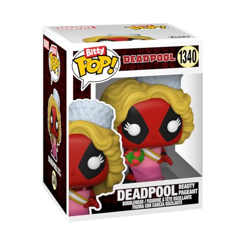 Funko Bitty Pop! Deadpool (Backyard Griller), Deadpool (Clown), Deadpool (Bedtime), and a mystery Bitty Pop! figure - 0.9 Inch (2.2 Cm) Collectable - Stackable Display Shelf Included