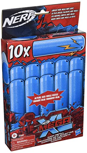 Nerf Mega XL Dart Refill, Includes 10 Mega XL Whistler Darts, Largest Mega Darts Ever, Makes Whistling Sound When Fired