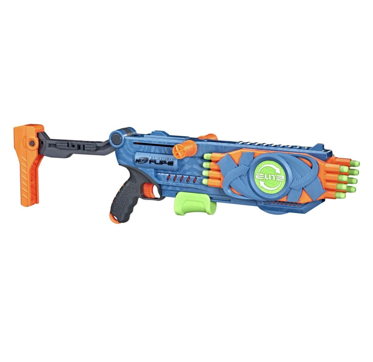 Nerf Elite 2.0 Flipshots Flip-16 Blaster with 16 Dart Barrels That Flip to Double Your Firepower, 16-Dart Capacity, 16 Nerf Elite Darts