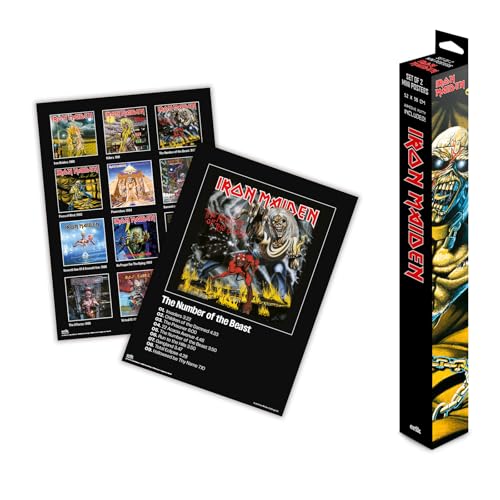 Grupo Erik Poster - Iron Maiden - Set of 2 Mini Posters 15 x 20.5 inches / 38 x 52 cm - Art Poster Shipped Rolled Up In A Protective Box - Iron Maiden Gifts