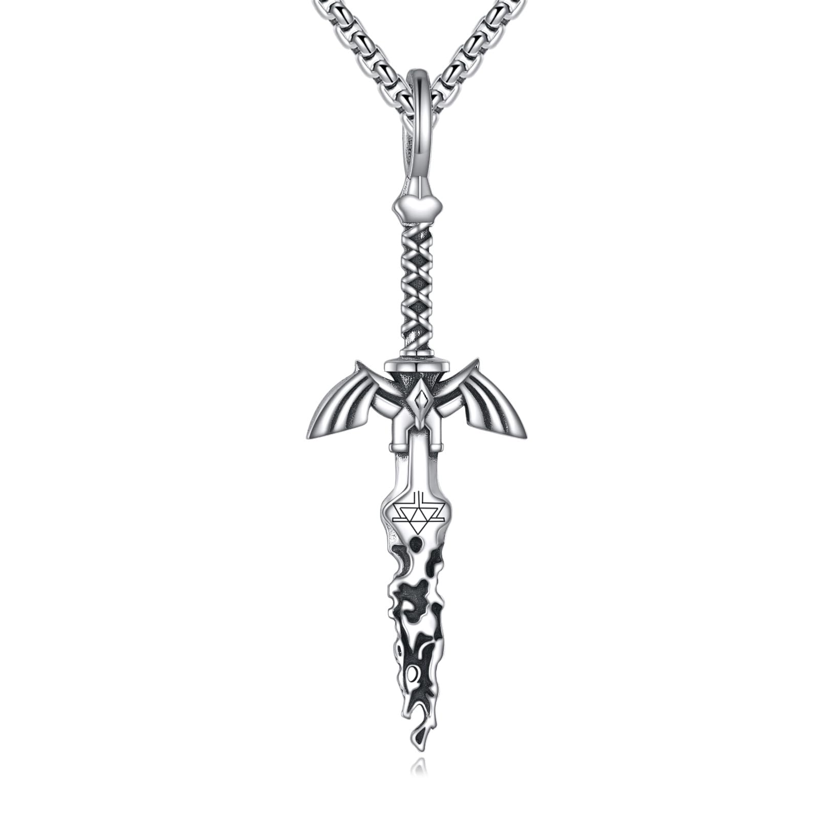 YFN Zelda Master's Sword Necklace Sterling Silver Legend of Zelda Tears of the Kingdom Pendant Game Jewellery Gifts for Women Men