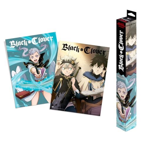 Grupo Erik Poster - Black Clover - Set of 2 Mini Posters 15 x 20.5 inches / 38 x 52 cm - Art Poster Shipped Rolled Up In A Protective Box - Black Clover Gifts