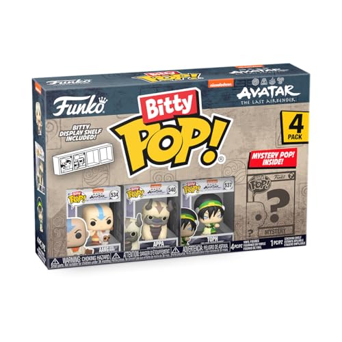 Funko Bitty Pop! Avatar: TLA - Aang 4PK - Aang With Momo, Appa, Toph and A Surprise Mystery Mini Figure - 0.9 Inch (2.2 Cm) - Avatar: the Last Airbender Collectable - Gift Idea - Cake Topper