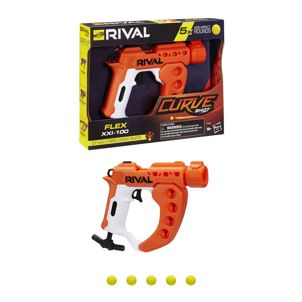 Nerf Rival Curve Shot – Flex XXI-100 Blaster – Fire Rounds to Curve Left, Right, Downwards or Fire Straight