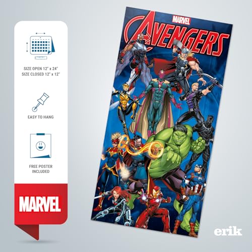 Grupo Erik Marvel Avengers Wall Calendar 2025 | 12" x 12" Square Calendar 2025, Wall Planner 2025, Family Planner Calendar 2025 | Avengers Calendar 2025, Marvel Calendar 2025