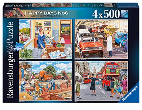 Ravensburger Happy Days Collection No.6 Nostalgic Work Day Memories 4x 500 Piece Jigsaw Puzzles for Adults and Kids Age 10 Years Up