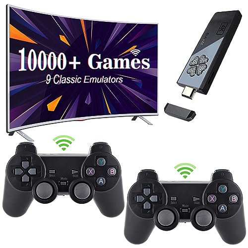 Wireless Retro Game Console, TV 4K High Definition HDMI Output, Plug and Play Video Game Built in 10000+ Games with Dual 2.4G Wireless Controllers, 9 Classic Emulators (64G)