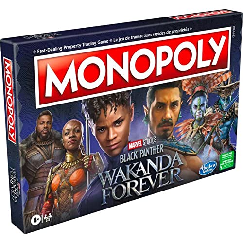 Monopoly Marvel Studios' Black Panther: Wakanda Forever Edition Board Game for Families and Kids Ages 8+, Game for 2-6 Players, (F5405)