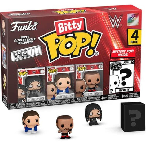 Funko Bitty POP!: WWE - The Undertaker, Bitty Pop! British Bulldog™, Bitty Pop! Batista, and a mystery Bitty Pop! figure - 0.9 Inch (2.2 Cm) Collectable - Gift Idea - Cake Topper