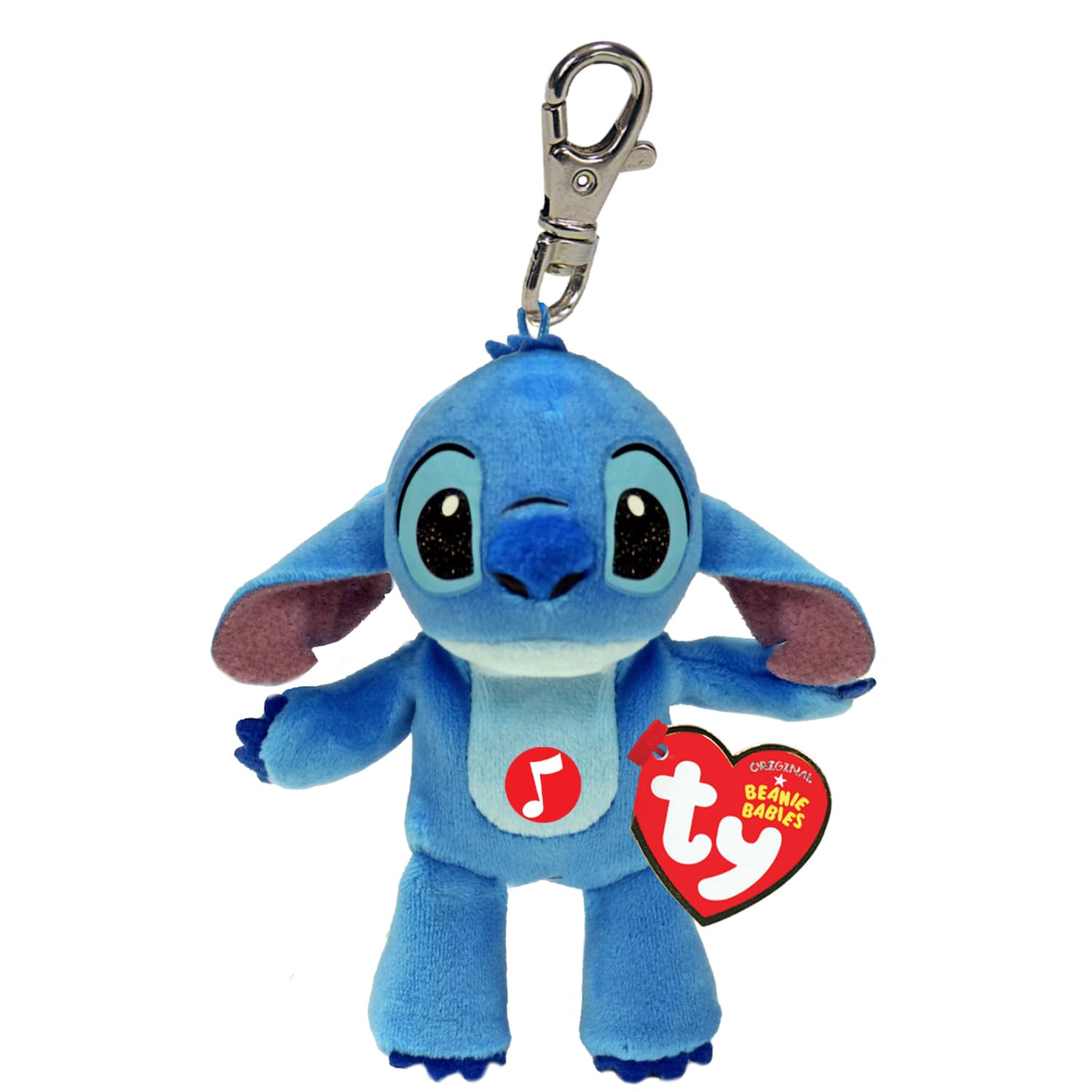 TY Stitch Disney Beanie Clip with Sound - Soft Plush Toy for Kids - Teddy, Baby Toy, Collectible Stuffed Plushies