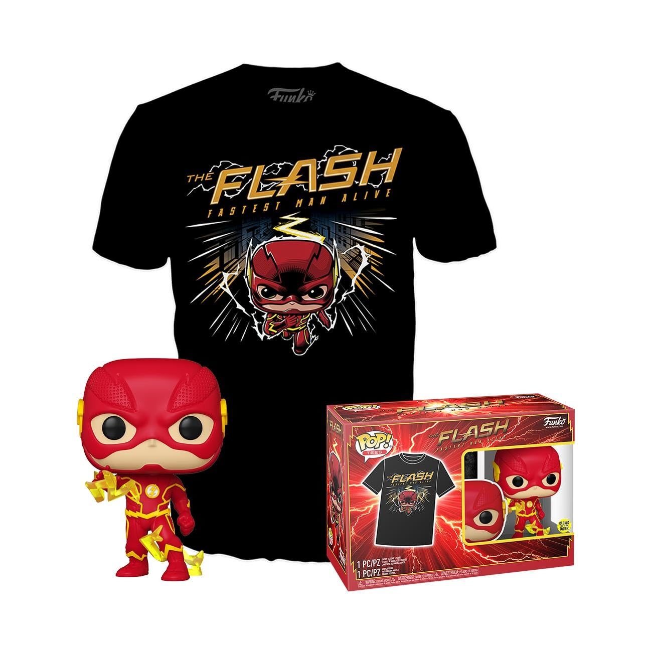 Funko POP! & Tee: DC - the Flash - Large - (L) - DC Comics - T-Shirt - Clothes With Collectable Vinyl Figure - Gift Idea - Toys and Short Sleeve Top for Adults Unisex Men and Women - Comic Books Fans