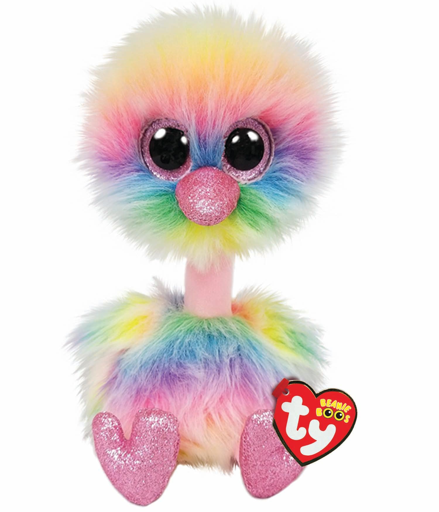 TY Asha Ostrich Beanie Boos Medium, Beanie Baby Soft Plush Toy, Collectible Cuddly Stuffed Teddy