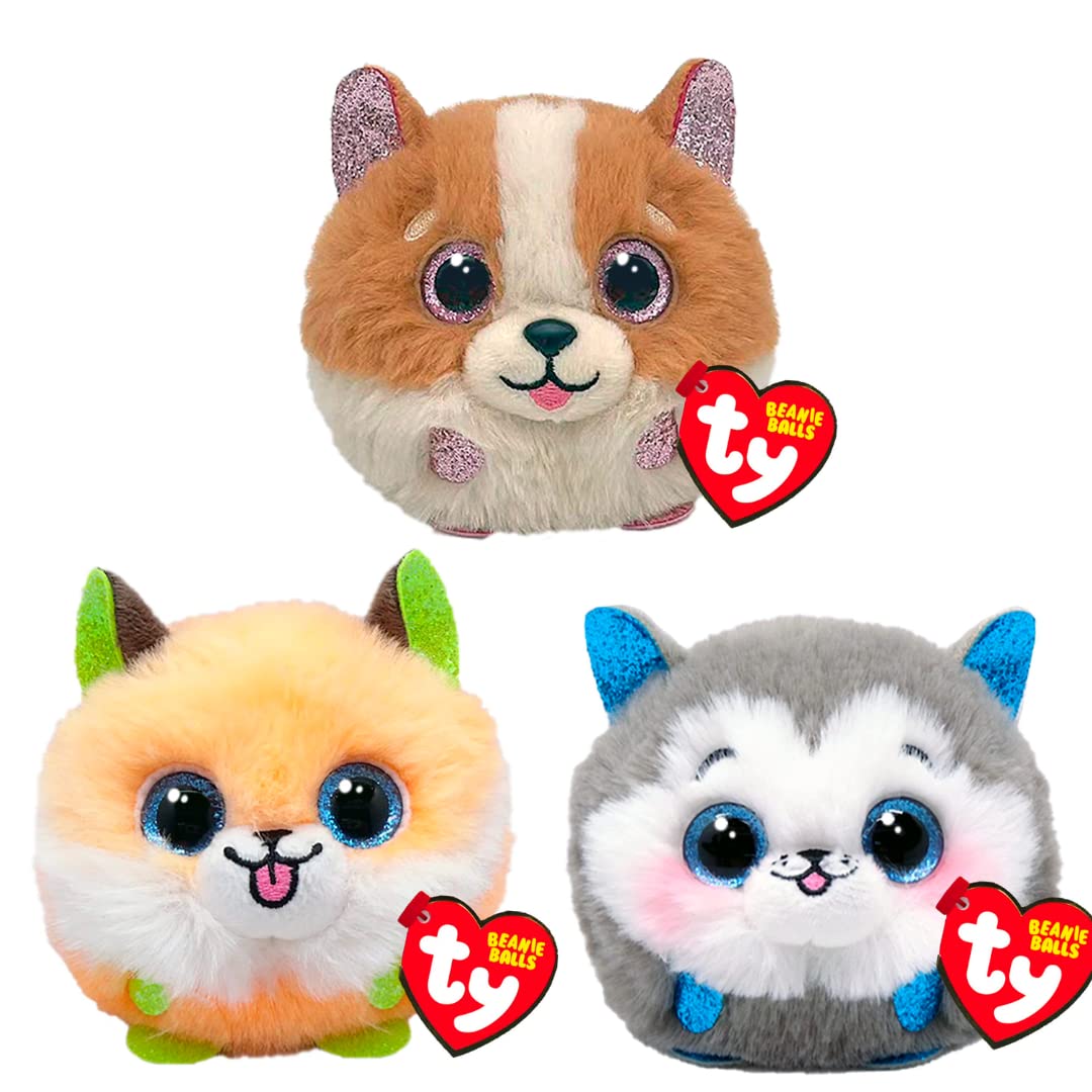 TY Puffies Soft Plush Toy Multipack | Tanner, Slush, Sherbert | 4-Inch Collectible Cuddly Stuffed Beanie Baby Teddy