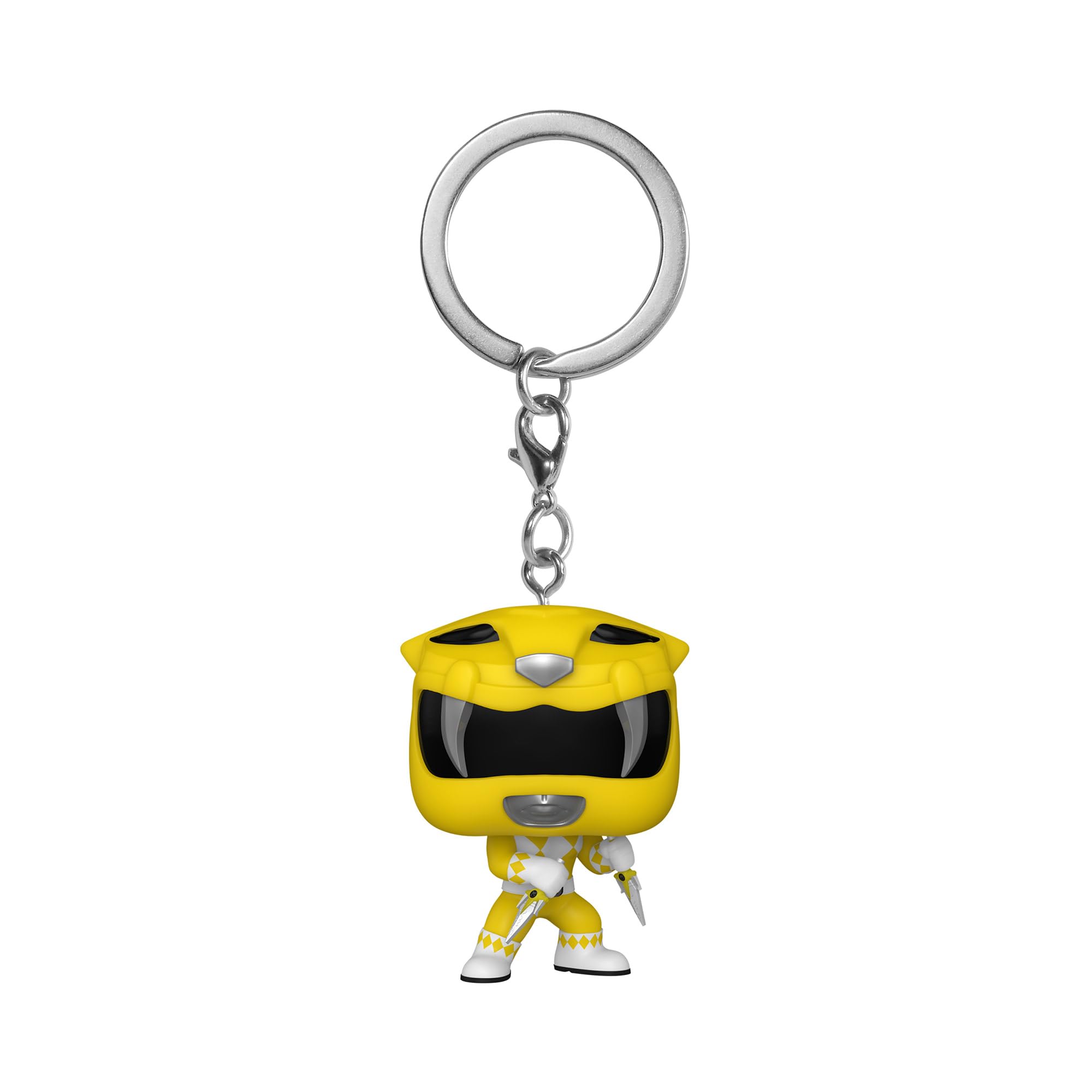 Funko Pop! Keychain: Mighty Morphin Power Yellow Rangers 30th - YLW Yellow Ranger - Power Rangers TV Novelty Keyring - Collectable Mini Figure - Stocking Filler - Gift Idea - Official Merchandise