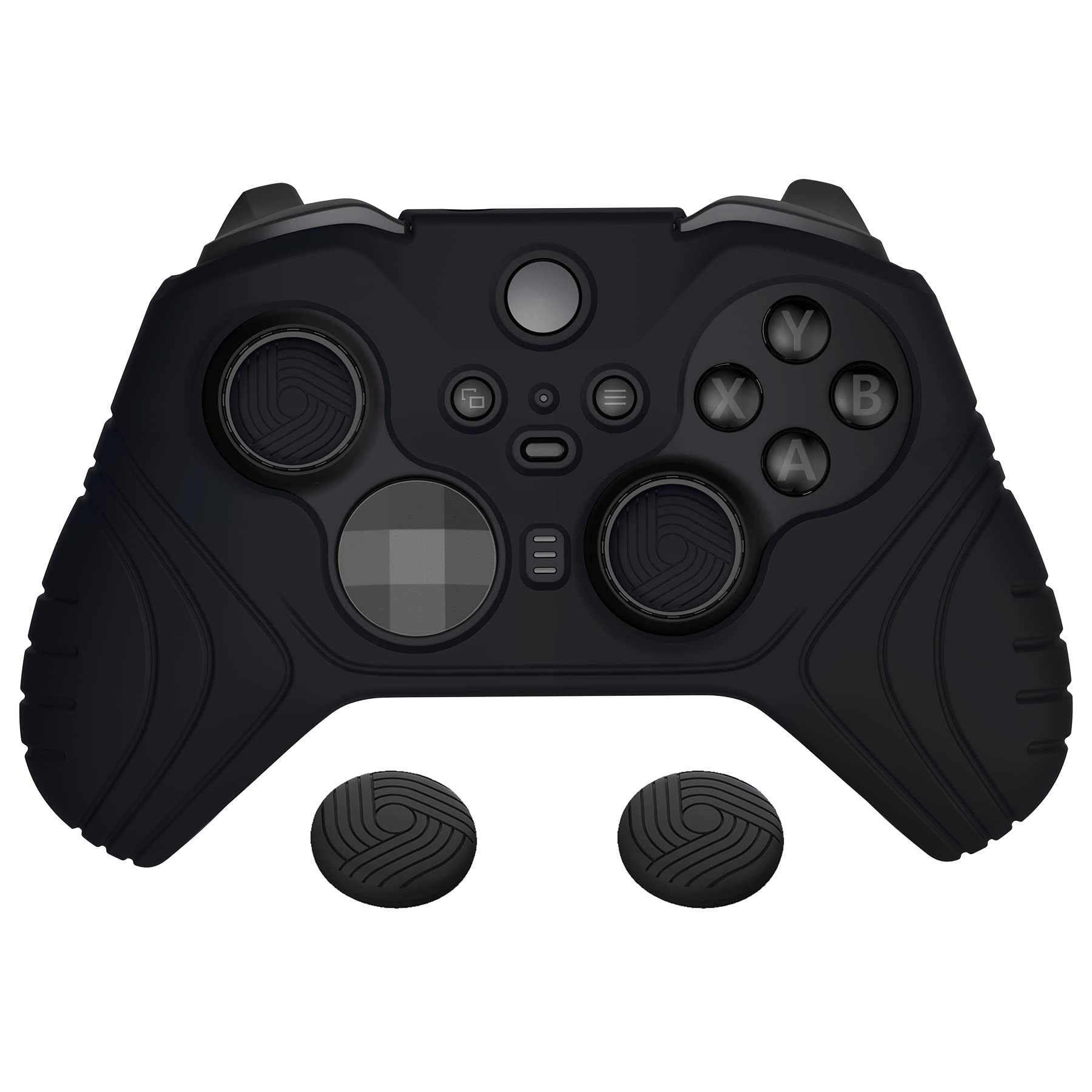 playvital Samurai Edition Anti Slip Silicone Case Cover for Xbox Elite Wireless Controller Series 2, Ergonomic Soft Rubber Skin Protector for Xbox Elite Series 2 with Thumb Grip Caps - Black