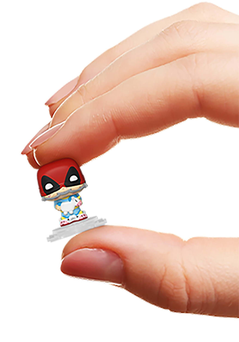 Funko Bitty Pop! Deadpool (Sleepover), Deadpool (Larp), Deadpool (Heavy Metal), and a mystery Bitty Pop! figure- 0.9 Inch (2.2 Cm) Collectable - Stackable Display Shelf Included