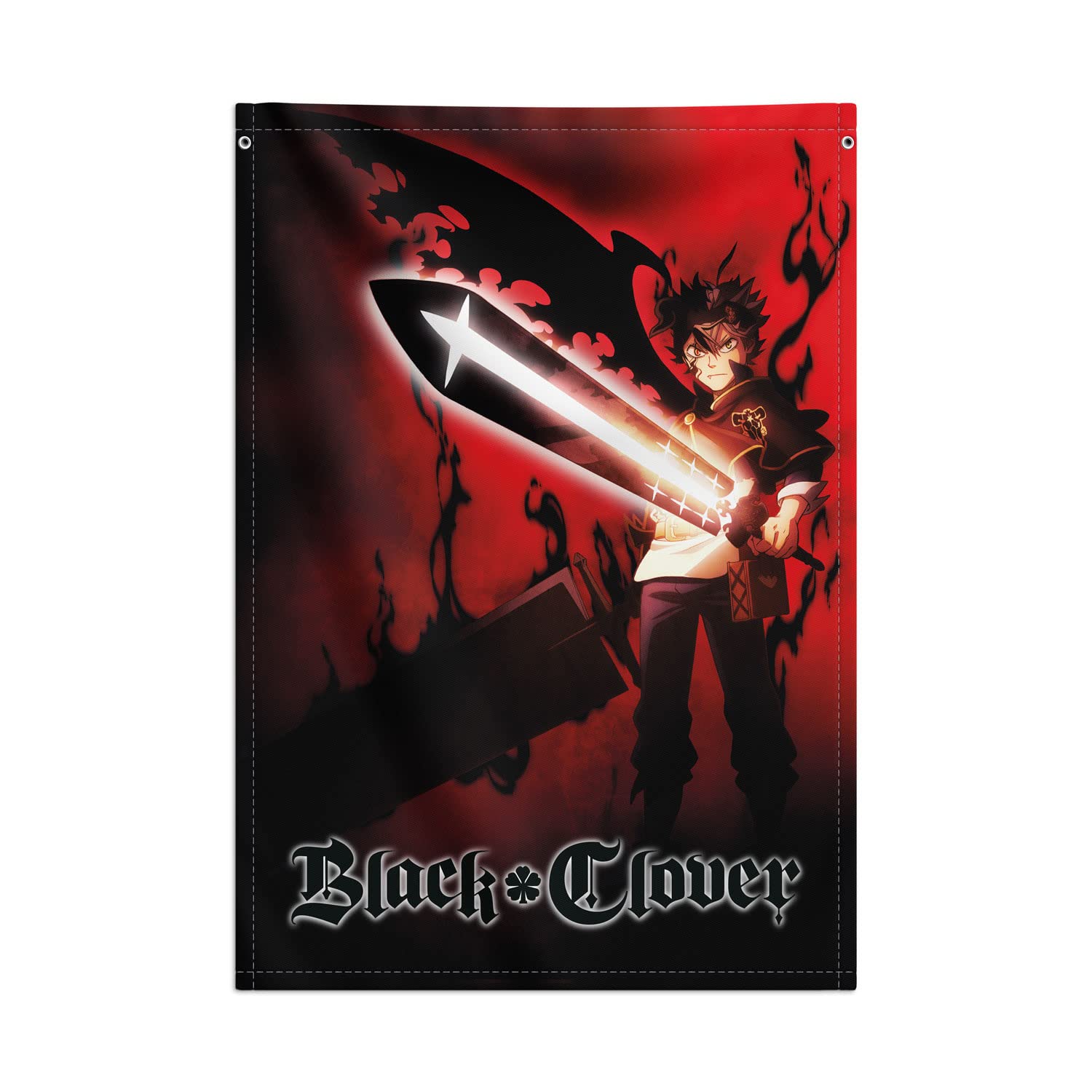 Grupo Erik Black Clover Decorative Flag | 27.5 x 39.3 inches - 70 x 100 cm | Wall Tapestry - Wallscroll - Hanging scroll - Poster - Kakemono | Wall Decor