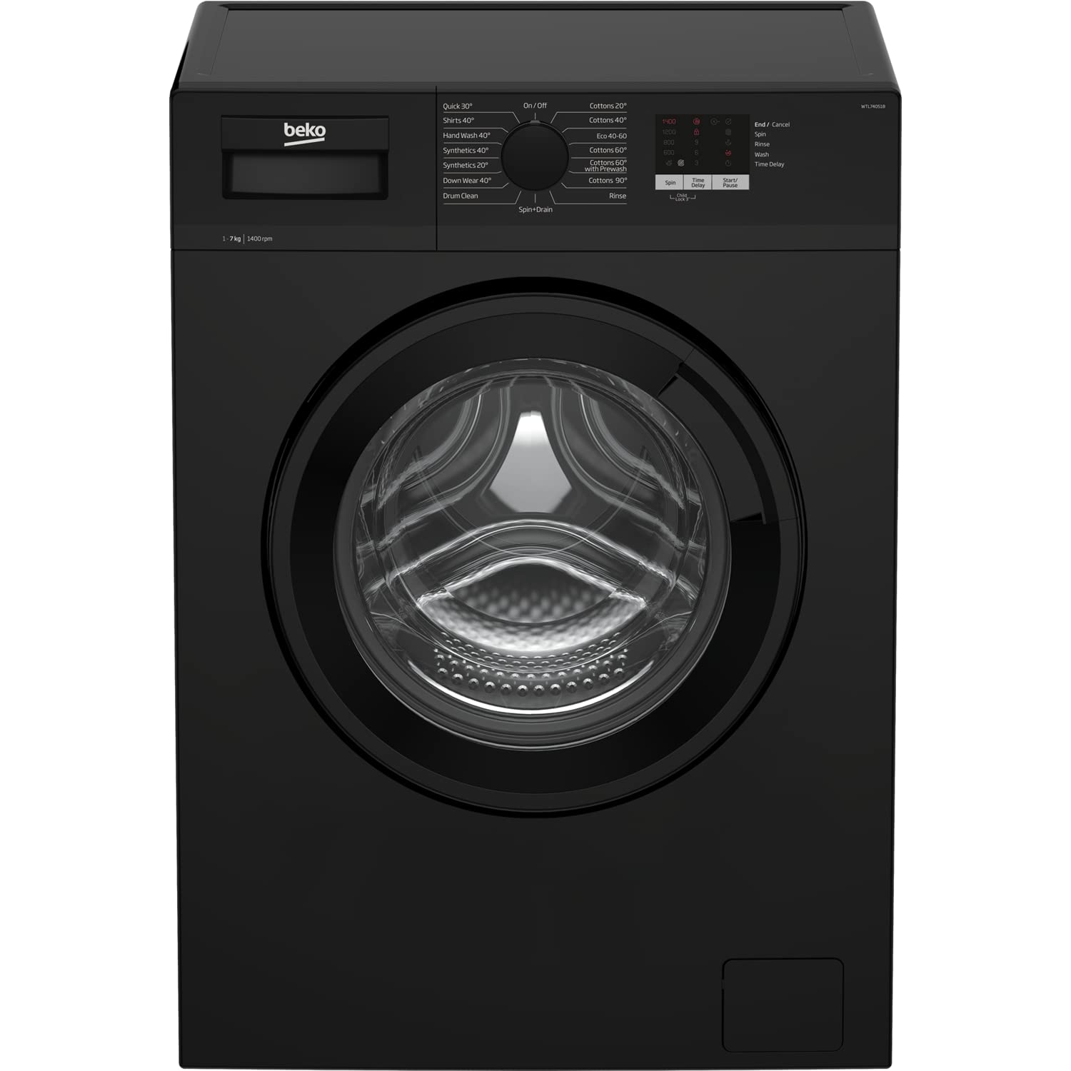 7kg 1400rpm Freestanding Washing Machine - Black