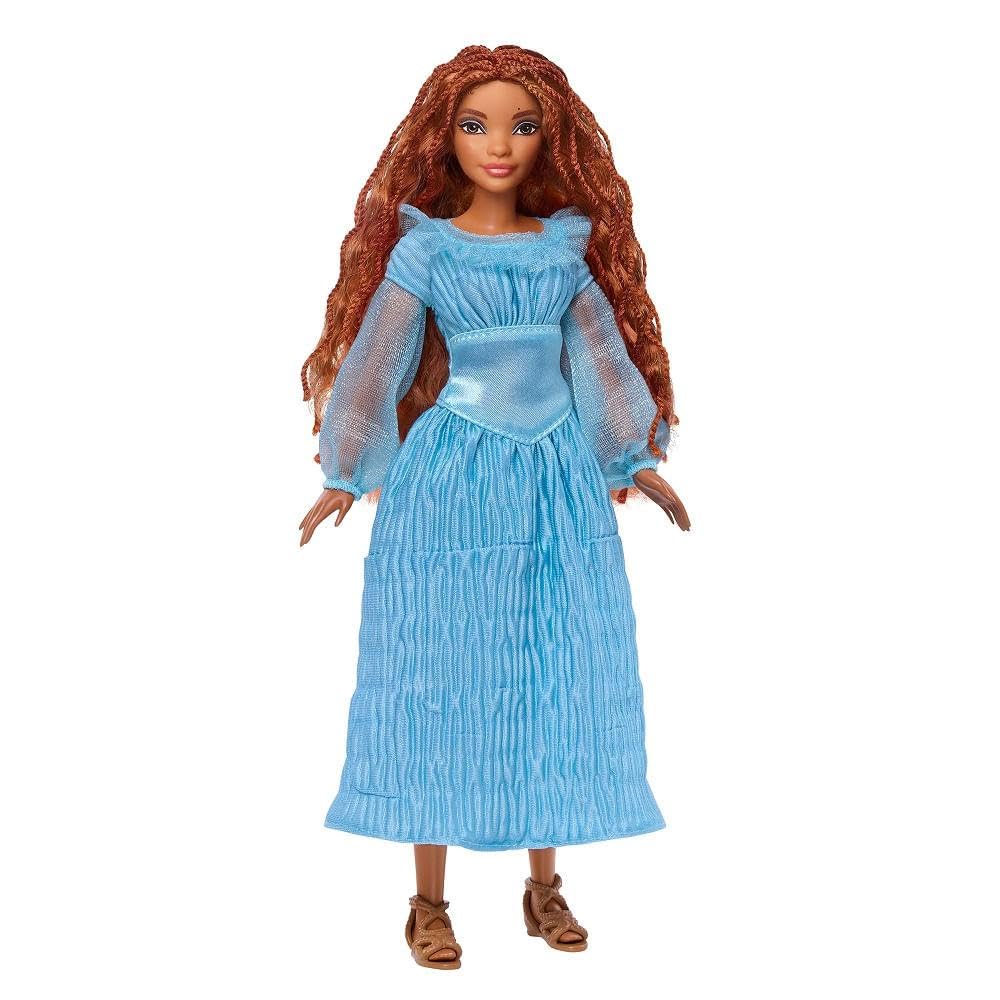 Mattel Disney The Little Mermaid Ariel Fashion Doll on Land in Signature Blue Dress, Toys Inspired by Disney’s The Little Mermaid, HLX09