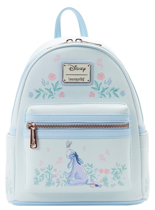 Loungefly Eeyore Mini Backpack Handbag Floral Print Double Strap Shoulder Bag, Blue, Mini, Mini Backpack