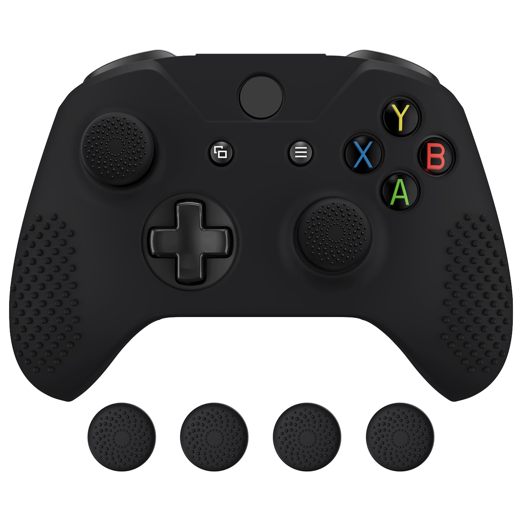 eXtremeRate Soft Anti-slip Silicone Case Cover Thumb Stick Grip Caps Protector Skins for Xbox One S/Xbox One X Controller Black