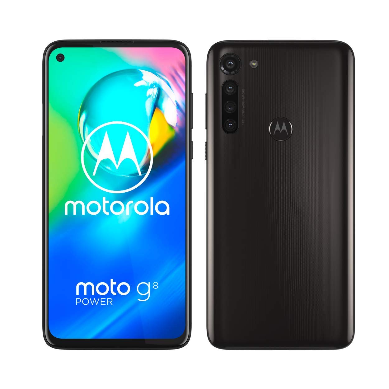 Motorola Moto G8 power 6.4 Inch FHD+ zero-notch display, Qualcomm Snapdragon SD665, 16MP main camera, 2MP macro camera, 5000 mAH battery, Dual SIM, 4/64GB, Android 10, Smoke Black