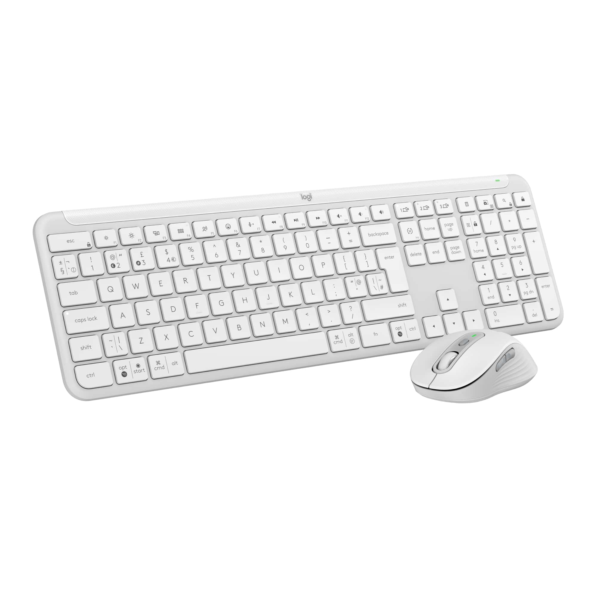 Logitech Signature Slim K950 Wireless Keyboard, Sleek Design, Switch Typing Between Devices, Quiet Typing, Bluetooth, Multi-OS, Windows, Mac, Chrome, QWERTY UK Layout, White