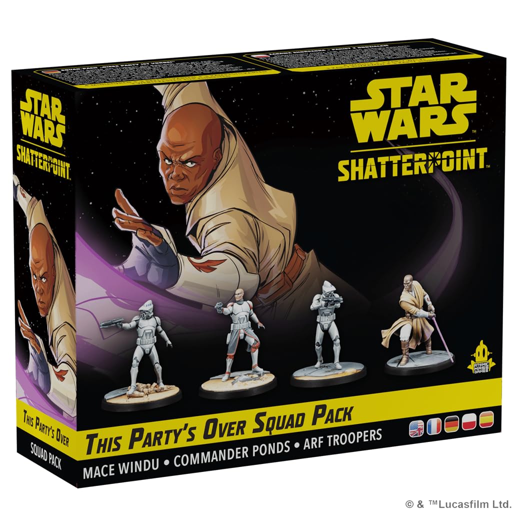 Atomic Mass Games | Star Wars Shatterpoint - This Party's Over (Mace Windu) Squad Pack | Tabletop Miniatures Game | Ages 14+ | 2 Players | 90 Minutes Playing Time