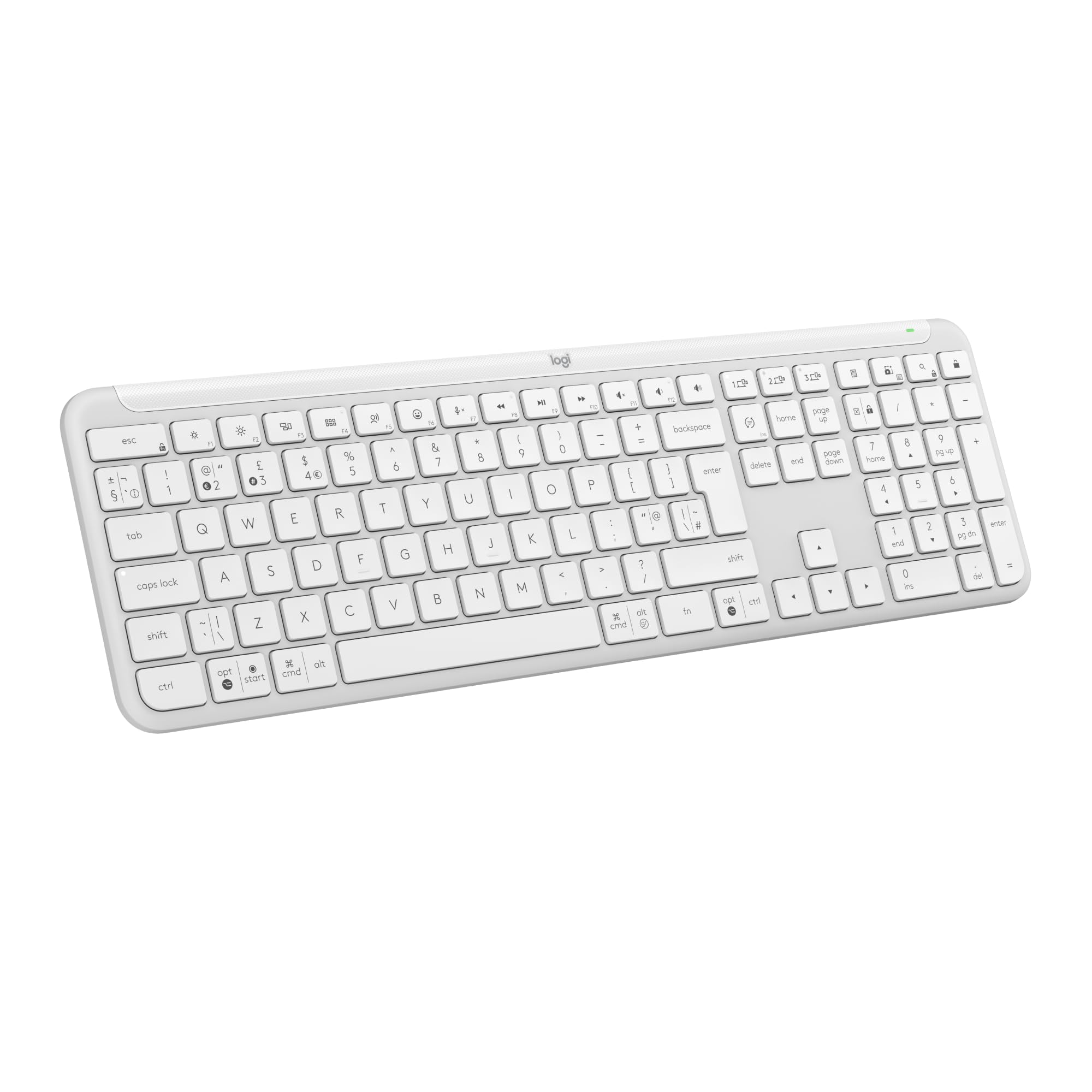 Logitech Signature Slim K950 Wireless Keyboard, Sleek Design, Switch Typing Between Devices, Quiet Typing, Bluetooth, Multi-OS, Windows, Mac, Chrome, QWERTY UK Layout, White