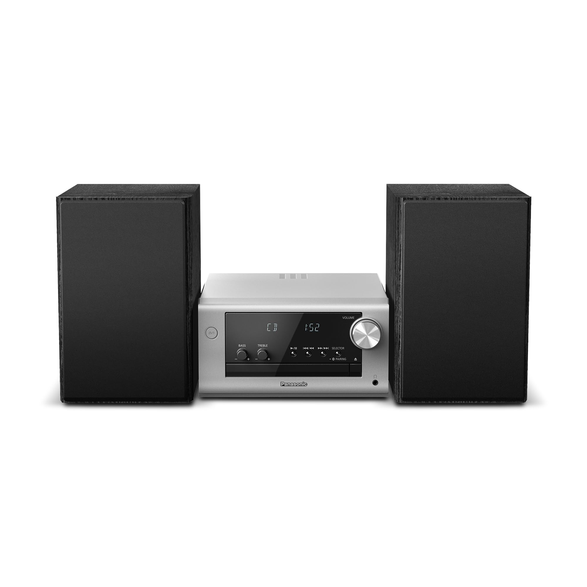 Panasonic SC-PM702EB-S Neat Micro Hi-Fi Compact Stereo System with CD, DAB+/FM Radio, USB and Bluetooth, 80W Speakers, Bass Control, Silver.