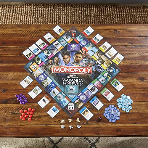 Monopoly Marvel Studios' Black Panther: Wakanda Forever Edition Board Game for Families and Kids Ages 8+, Game for 2-6 Players, (F5405)