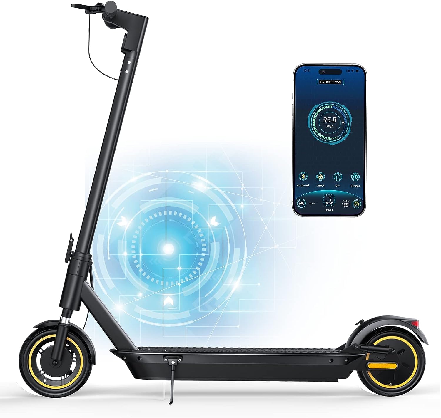 AOVOPRO Electric Scooter Adult, 350W Motor, 30km Long Range, Max Speed 25 km/h, 3 Speed Settings, App Control (10'' with dual suspension and 45 km range)