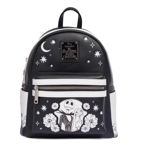 Loungefly Backpacks Disney The Nightmare Before Christmas Jack and Sally Black and White Mini Backpack Black/Charcoal