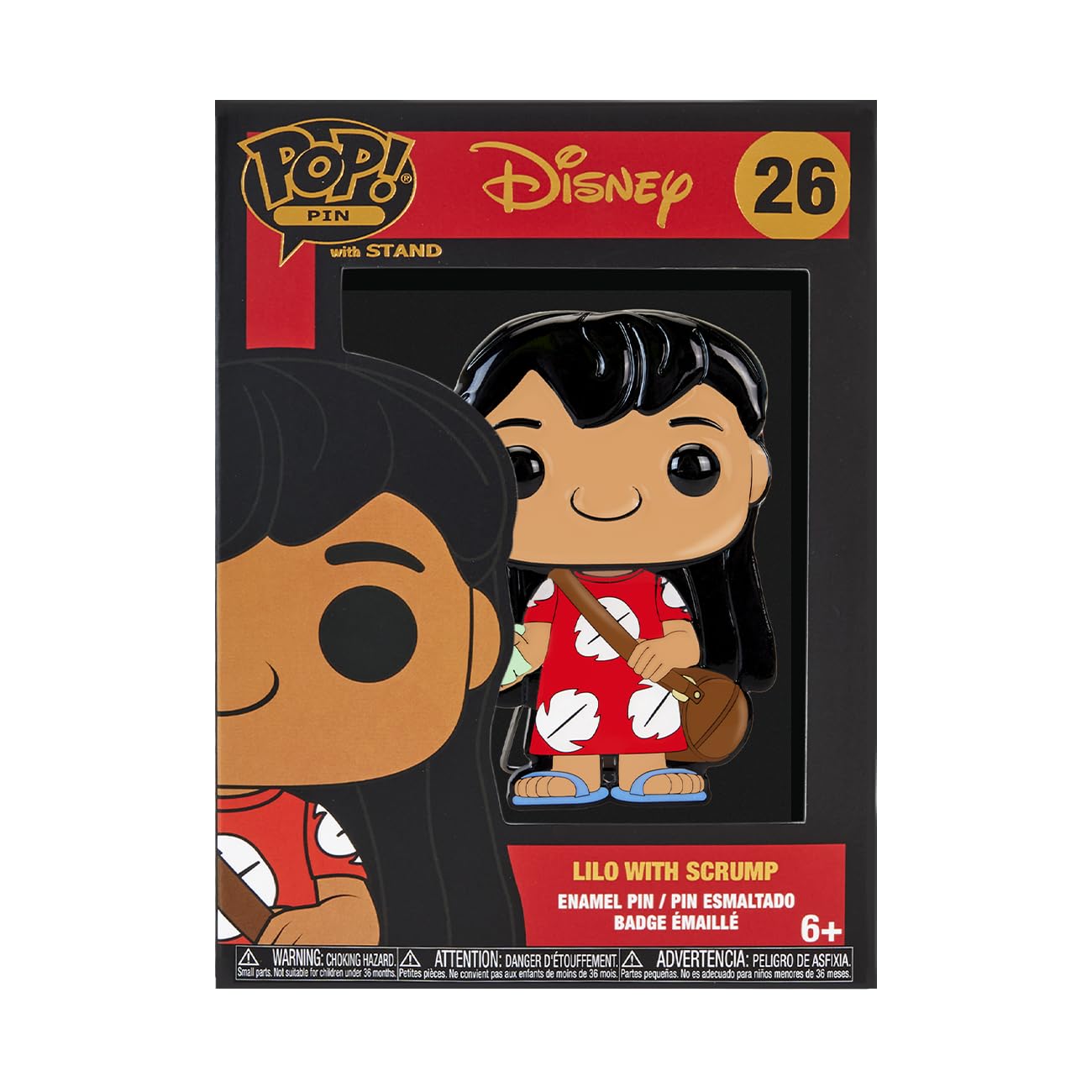 Funko Large Pop! Enamel Pin Disney: Lilo and Stitch - Lilo With Scrump Enamel Pin - Disney: Lilo & Stitch Enamel Pins - Cute Collectable Novelty Brooch - for Backpacks & Bags