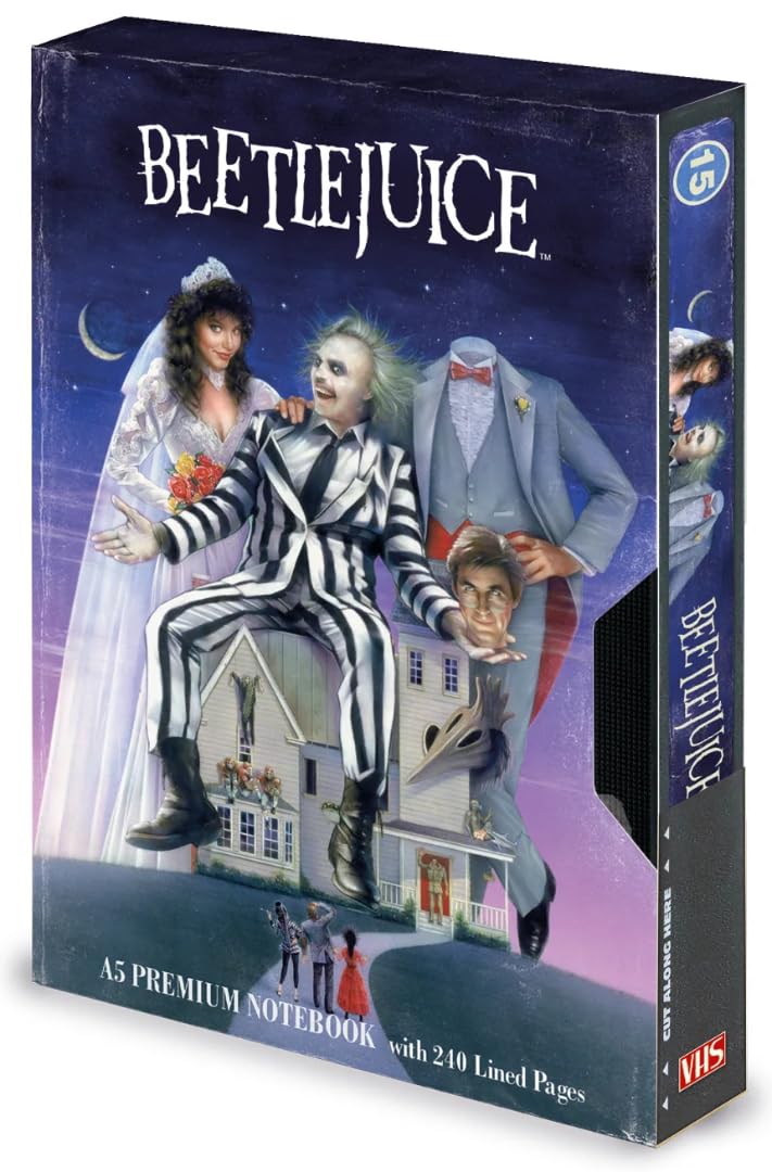 Pyramid International Beetlejuice Journal Notebook A5 (Retro Say It three Times VHS Design) Notepads A5 and Note Book in Presentation Gift Box, 240 Pages - Official Beetlejuice Merchandise