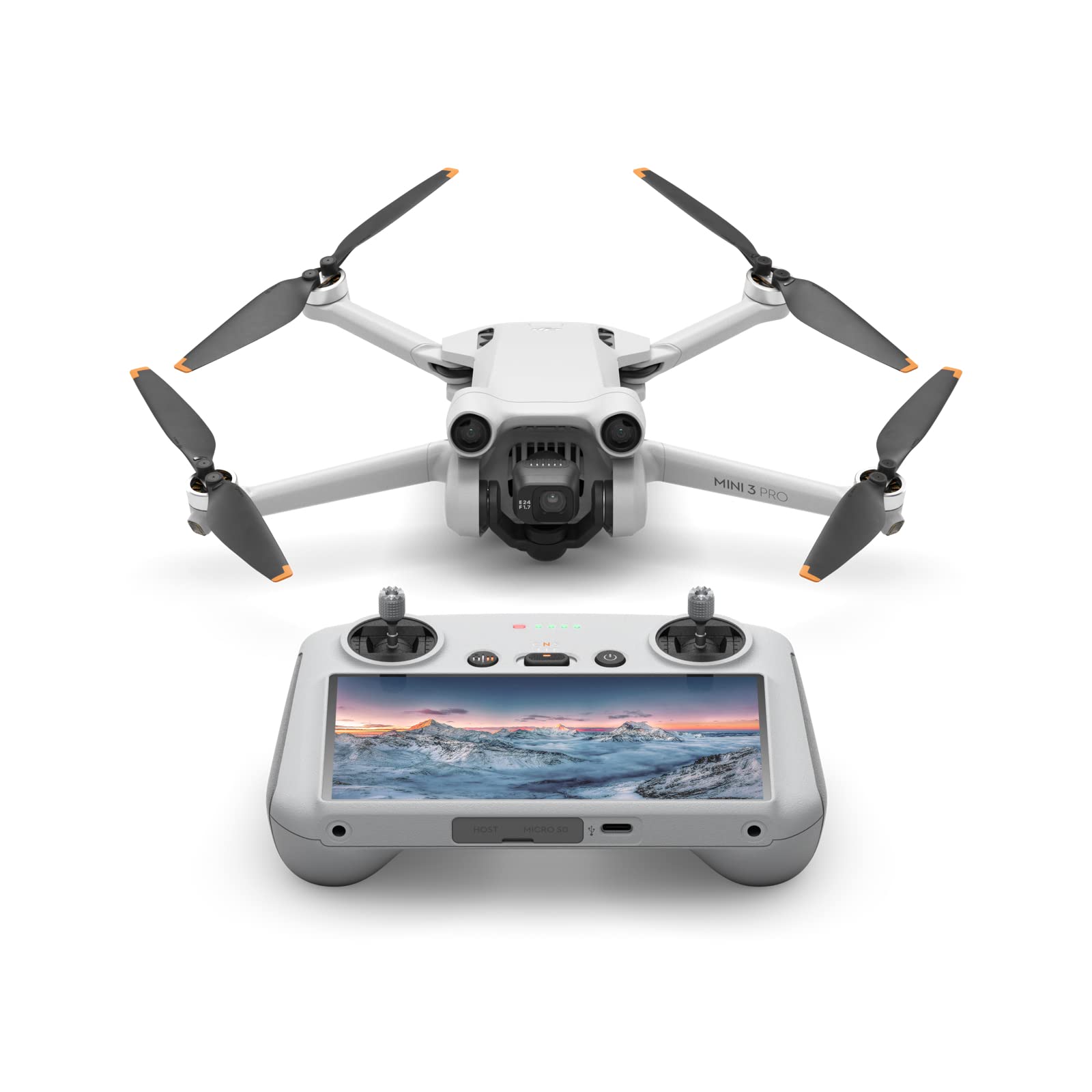 DJI Mini 3 Pro (DJI RC), Lightweight Foldable Camera Drone with 4K/60fps Video, 48MP, 34 Min Flight Time, Less than 249 g, Front, Rear, Downward Obstacle Avoidance, Return to Home, for Beginners