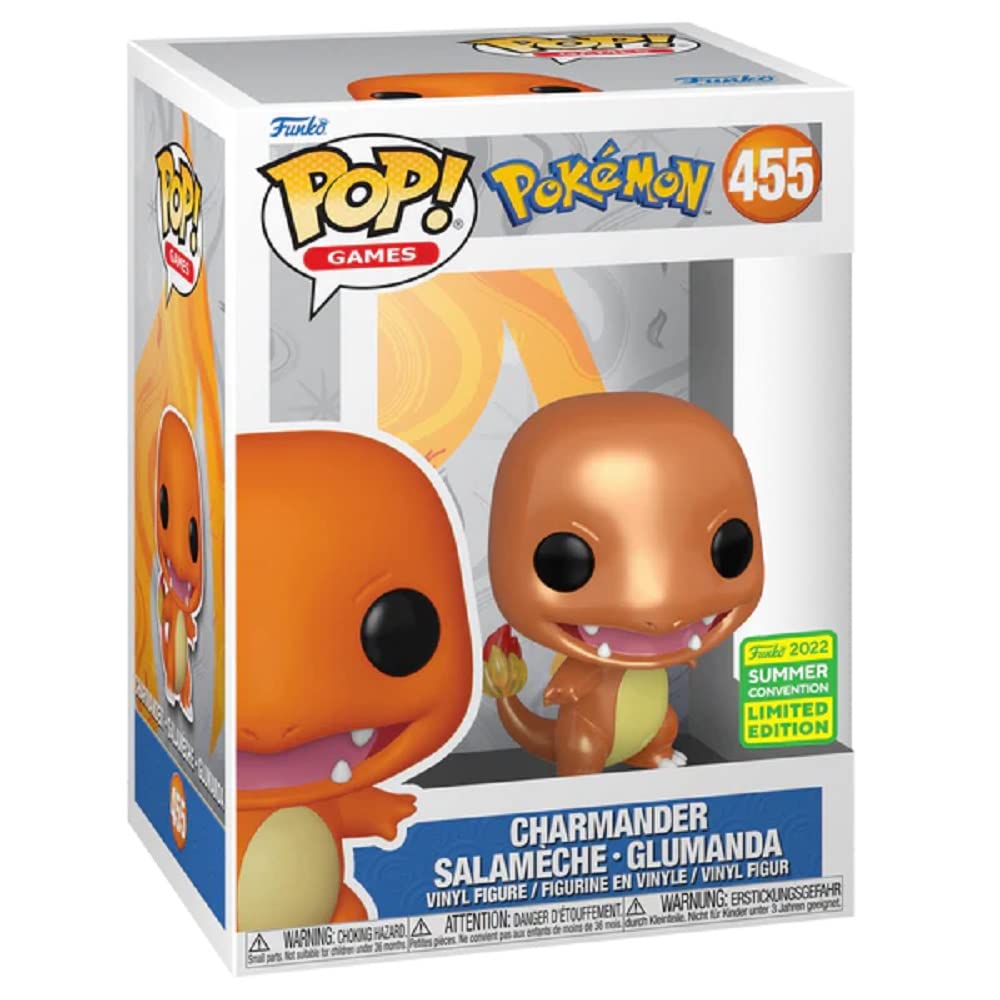 POP Funko Games: Pokemon - Charmander Salameche - Glumanda (Metallic) (Convention Limited Edition) #455 Vinyl Figure