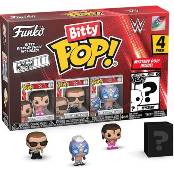 Funko Bitty POP!: WWE - Razor Ramon™, Bitty Pop! Diesel™, Bitty Pop! Rey Mysterio®, and a mystery Bitty Pop! figure - 0.9 Inch (2.2 Cm) Collectable - Gift Idea - Cake Topper