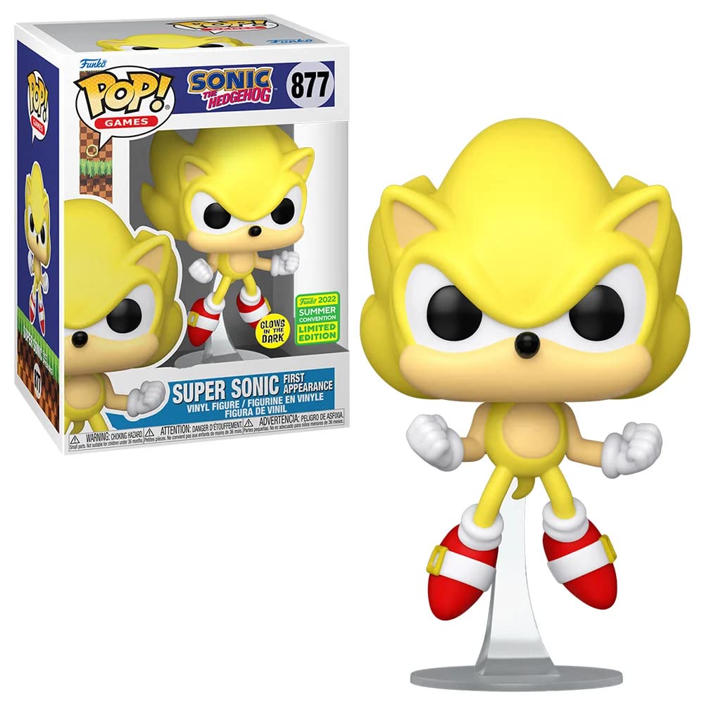 POP Funko 65259 ! Games: Sonic The Hedgehog - Super Sonic First Appearance (Summer Convention 2022 Glow in The Dark Exclusive) #877, Grey, One Size