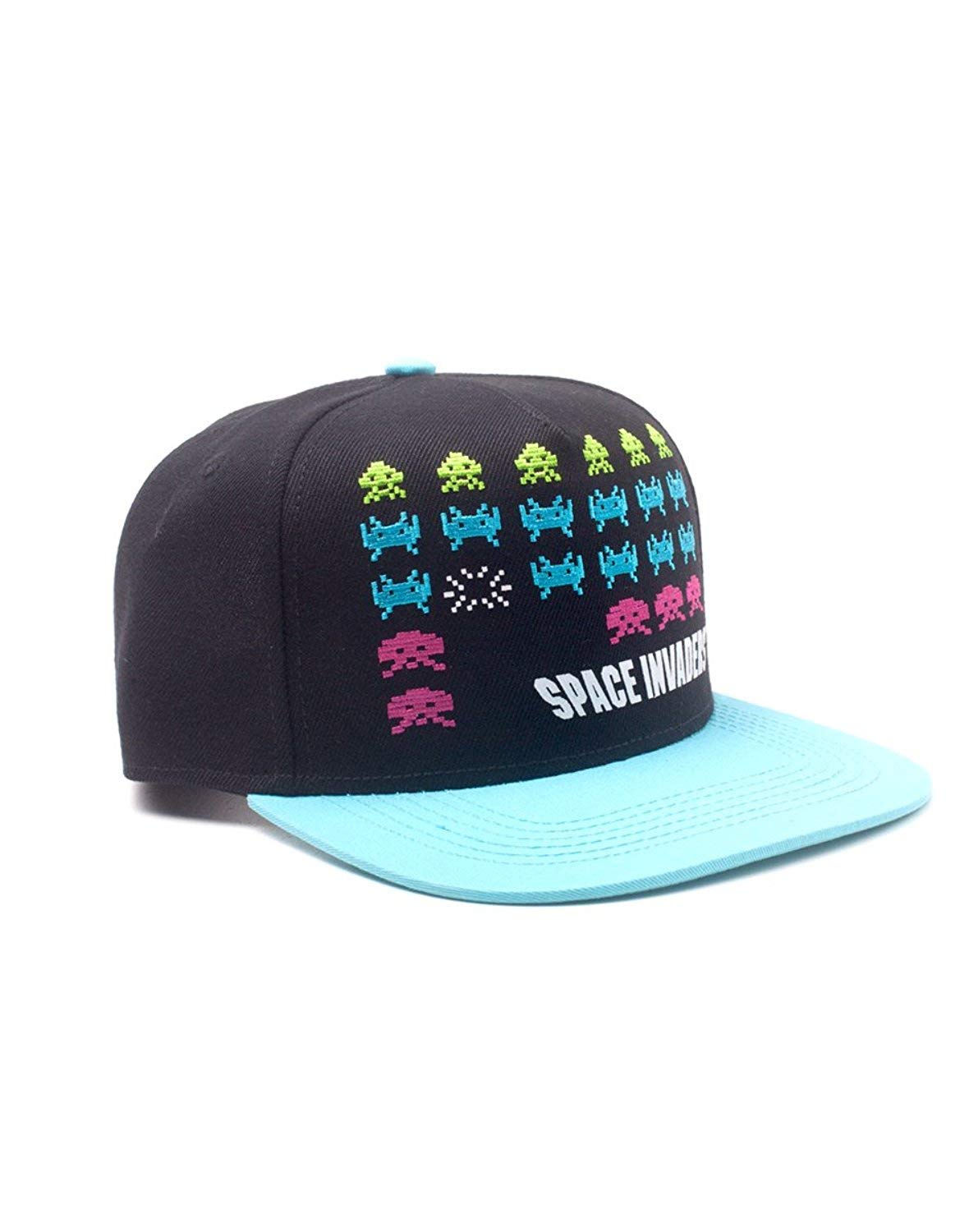 Bioworld Space Invaders Formation Snapback Baseball Cap, Black/Turquoise (SB588464SPI), Blue (Blue Blue), One Size