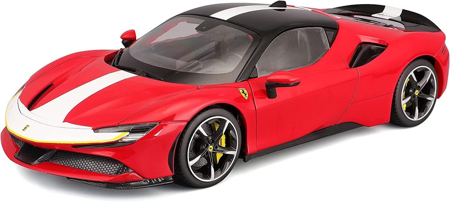 Bburago B18-16911 Ferrari Signature SF90 STRADALE Super Car Die Cast, Red, L